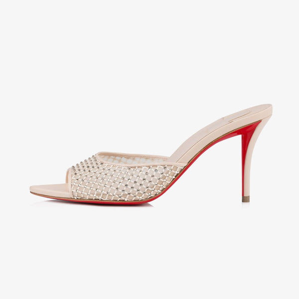 Nude Mesh Sandals with Rhinestone Detail