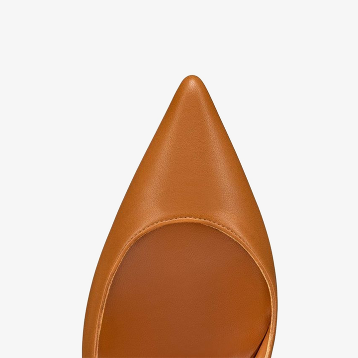 Brown Nappa Leather Cut-Out Heels - ARNO CONTI