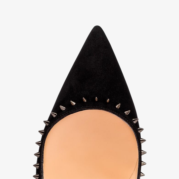 Black Suede Pumps with Gunmetal Spikes - ARNO CONTI