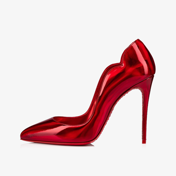 Red Patent Leather PumpHand-Placed Red Strass - ARNO CONTI