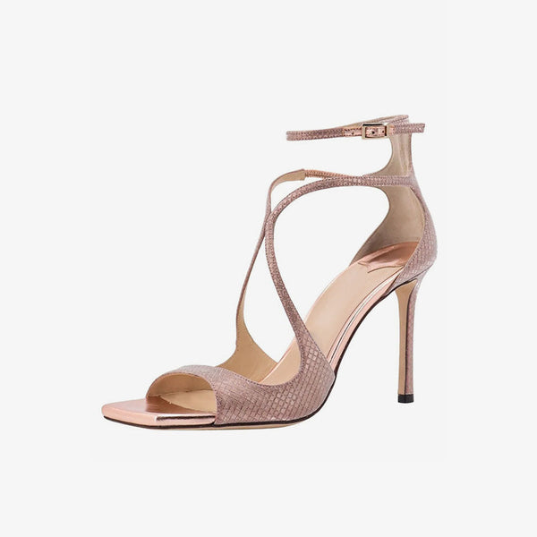 Pink Calf Leather Open-Toe Sandals