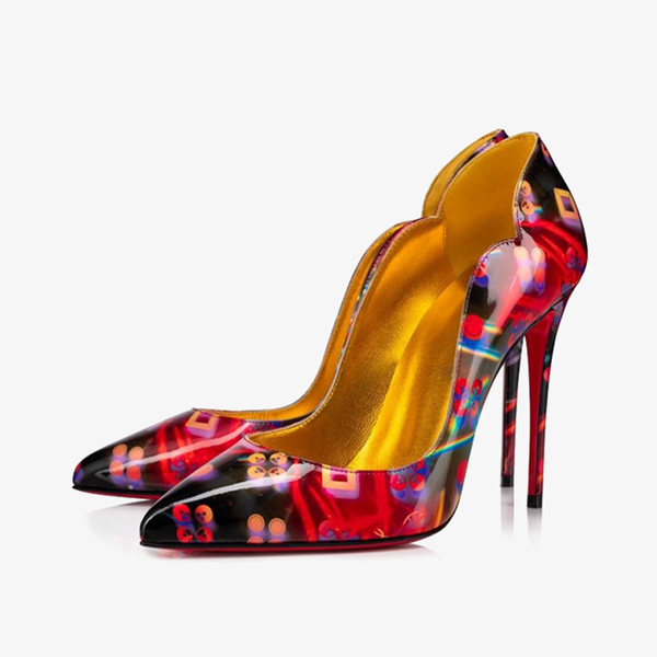 Multicolor Patent Pumps with V-Shaped Notches - ARNO CONTI