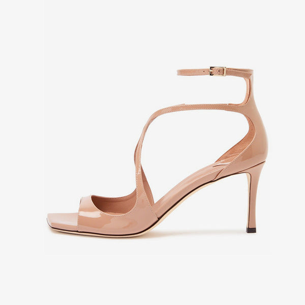 Pink Patent Leather Cut-Out Sandals