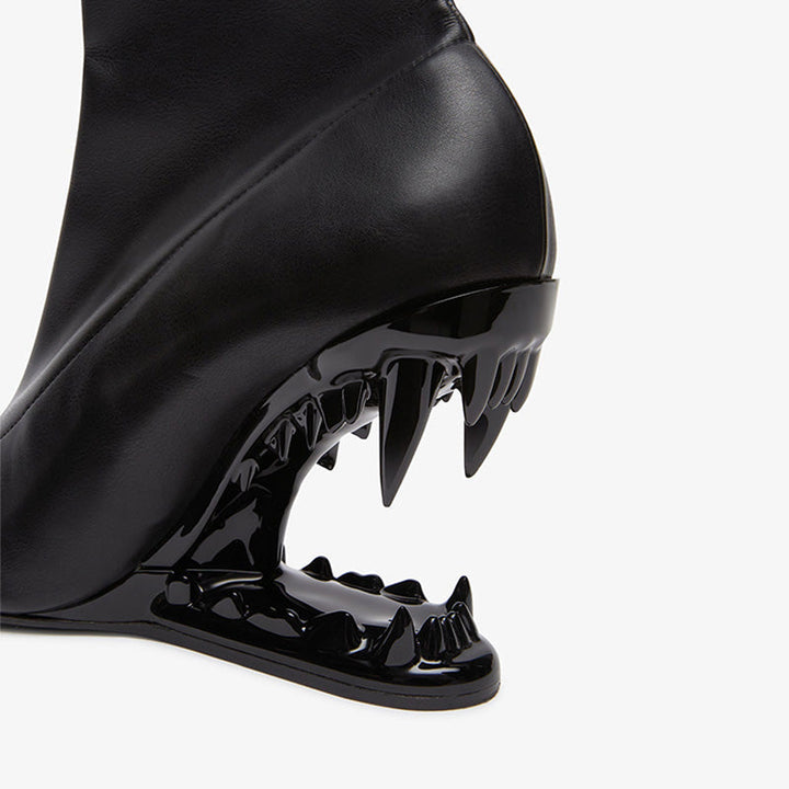 Black Faux Nappa Stretch Ankle Boots - Arno Conti Shoe