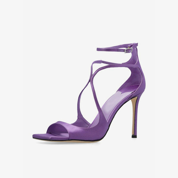 Purple Satin Pumps with Cut-Out Detailing