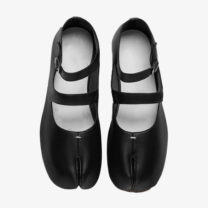 Leather Split-toe Ballerinas with Rope Bow - Arno Conti Shoe