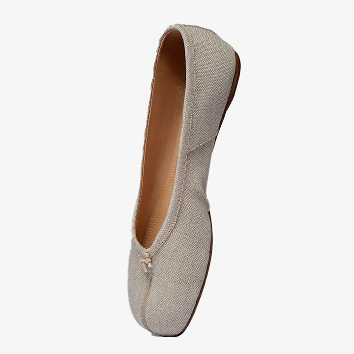 Textured linen Ballerinas with Handmade Folds - Arno Conti Shoe