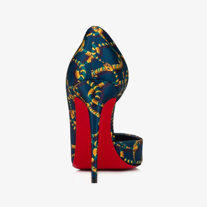 Midnight Blue satin Pump with Plunging Decollete - ARNO CONTI