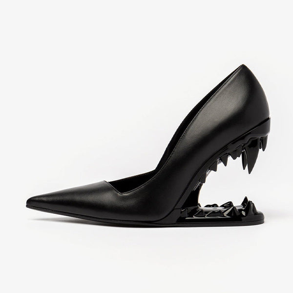 All-Black Sculpted Heel Pumps