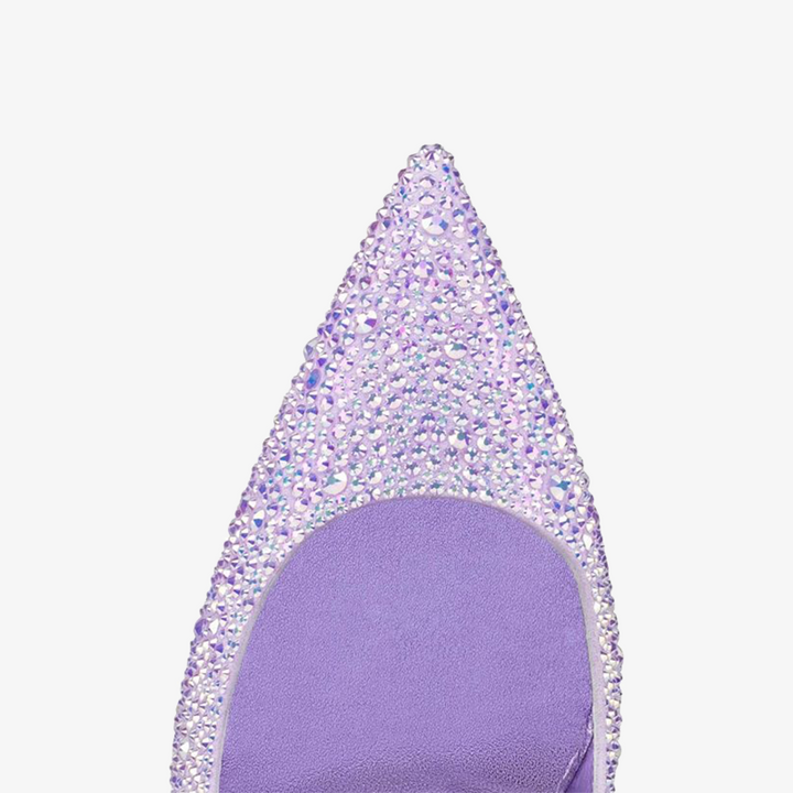 Lilac Suede Stiletto Pumps with Strass Detail - ARNO CONTI