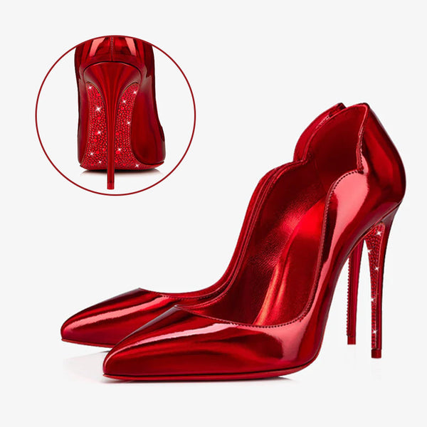 Red Patent Leather PumpHand-Placed Red Strass