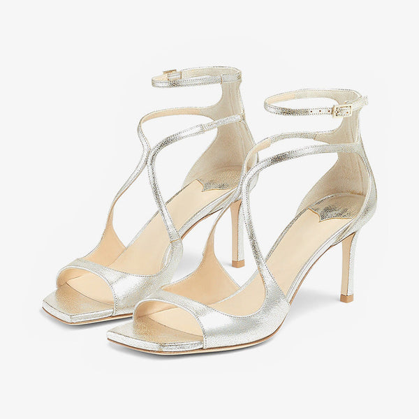 Yellow Glitter Leather Sandals