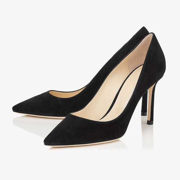 Black Suede Stiletto Pumps