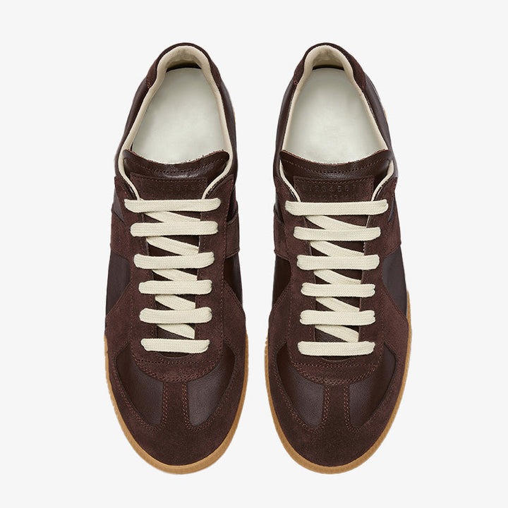 Cocoa Leather with Suede Sneakers - Arno Conti Shoe