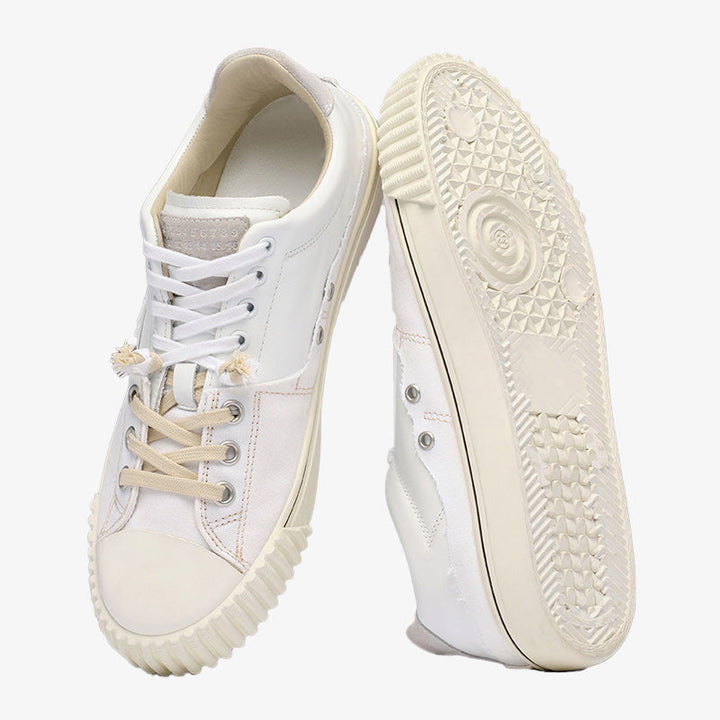 White Double Laces Creating Sneakers - Arno Conti Shoe