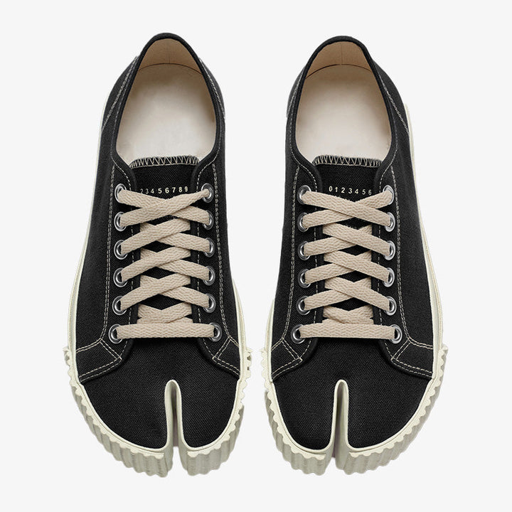 Black And White Luxury Avant-Garde Split-toe Sneakers - Arno Conti Shoe
