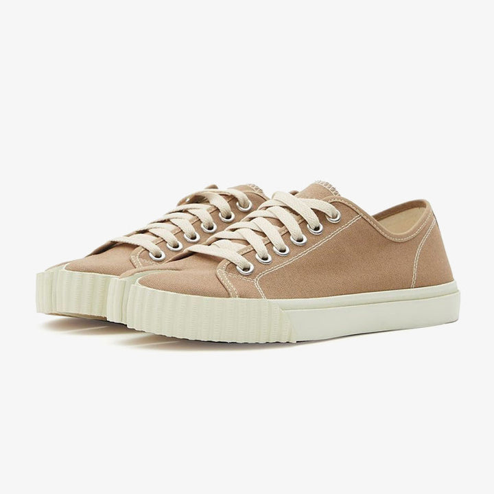 Camel Beige Split-toe Low-Top Sneakers - Arno Conti Shoe