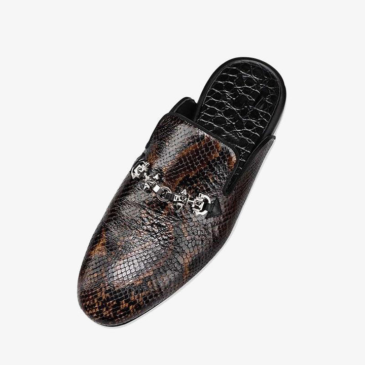 Snake Prints Horsebit Leather Slippers - ARNO CONTI