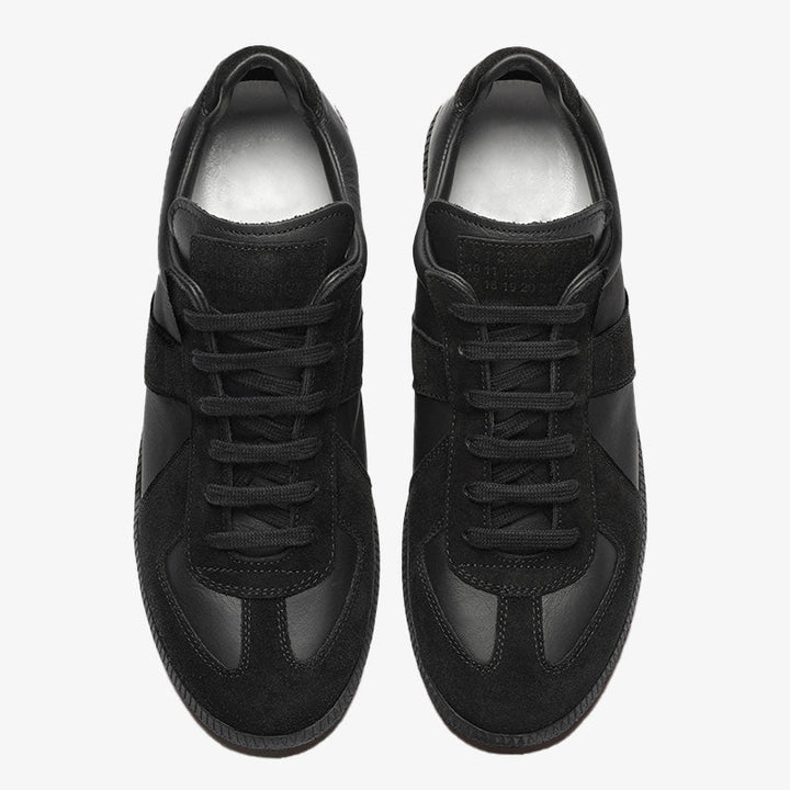 Deep Black Leather and Suede Sneakers - Arno Conti Shoe