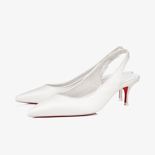 Elegant White Leather Slingback Pumps - ARNO CONTI