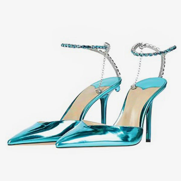 Blue stiletto Leather Pumps