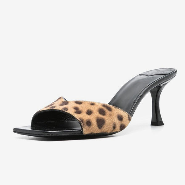 Brown Calf Hair Mule Sandals