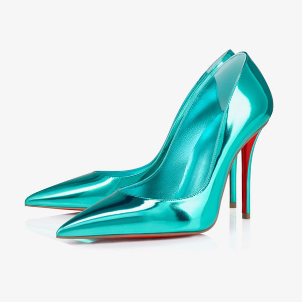 Iceberg Blue patent Stiletto Pumps