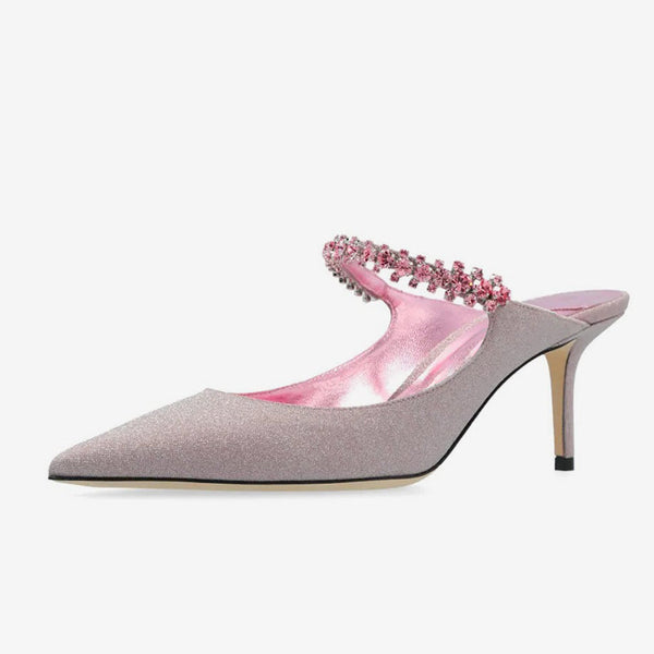 Pink Glitterglitter-detailed Mules