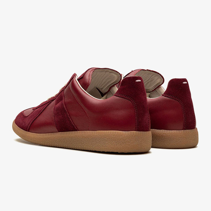 Red Leather Lace-Up Sneakers - Arno Conti Shoe