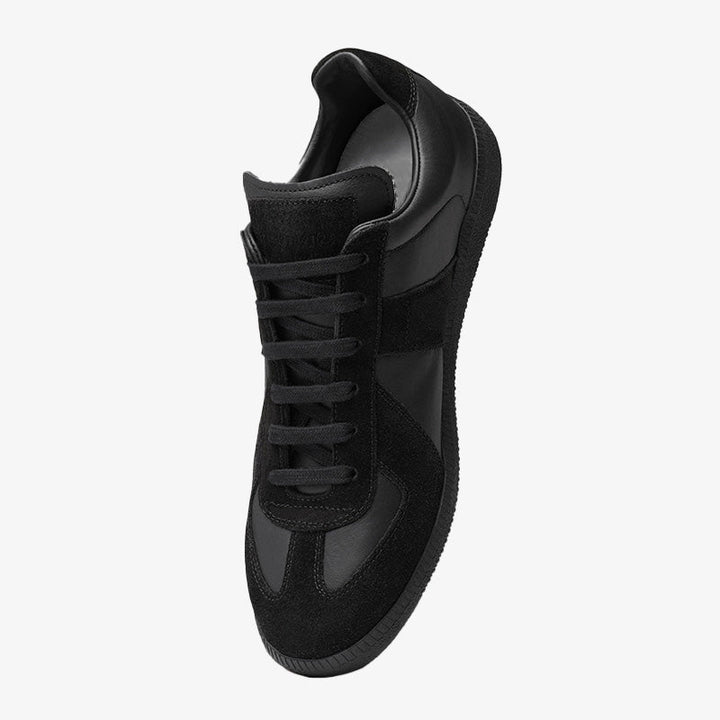 Deep Black Leather and Suede Sneakers - Arno Conti Shoe