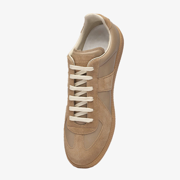 Apricot Leather and Suede Sneakers - Arno Conti Shoe