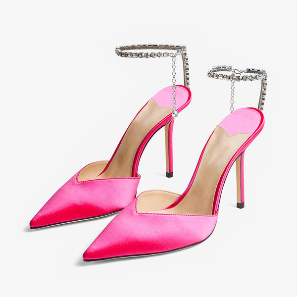 Pink Stiletto Satin Pumps