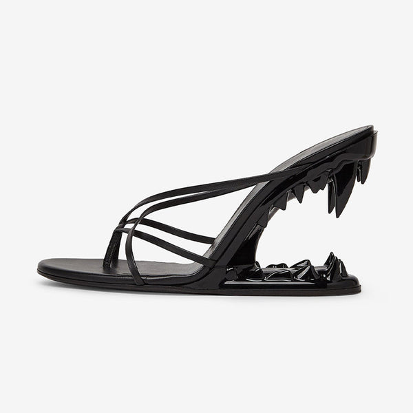 Sculpted Heel Sandals – Black