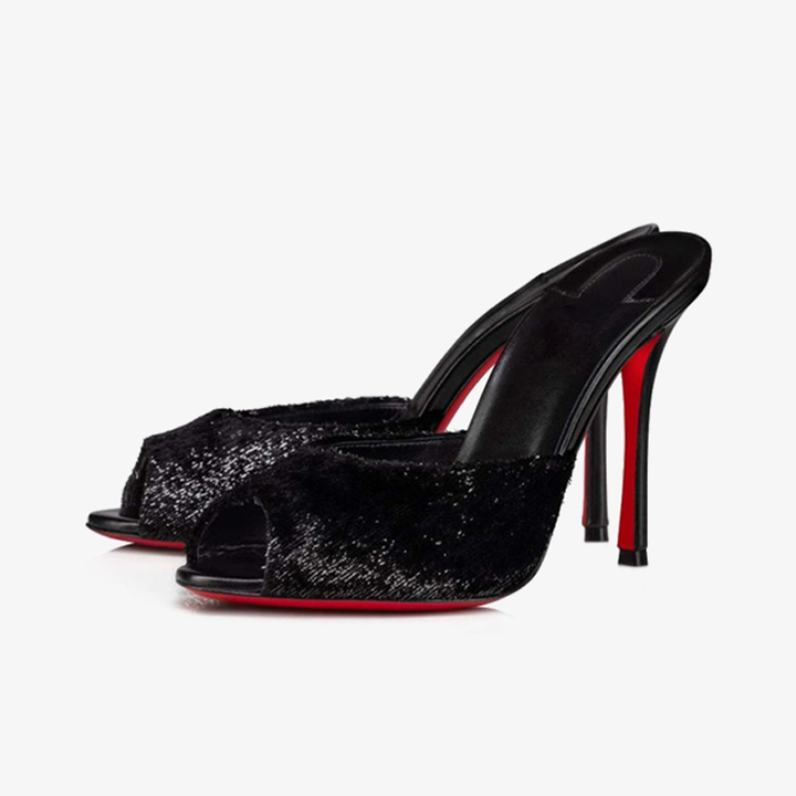 Elegant Black Velvet High Heels - ARNO CONTI