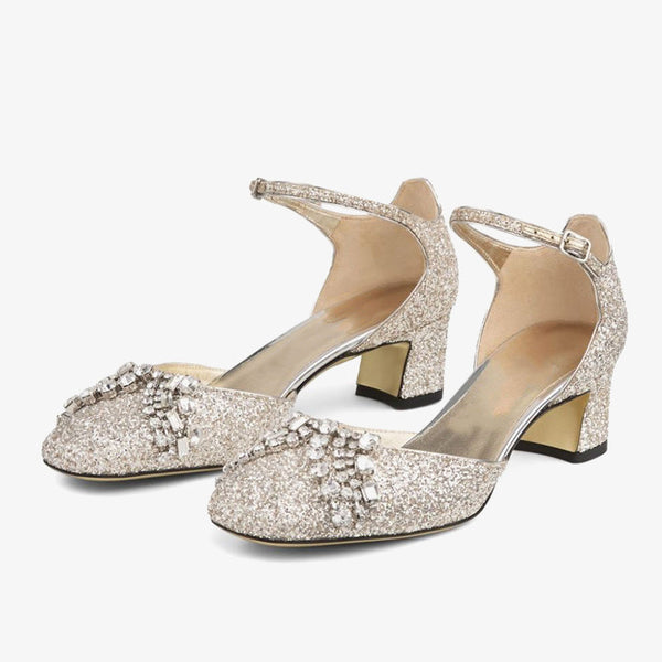 Crystal-Adorned Leather Pumps