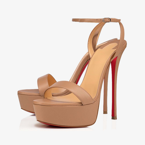 Nude Calf Leather Sandal with Stiletto Heel