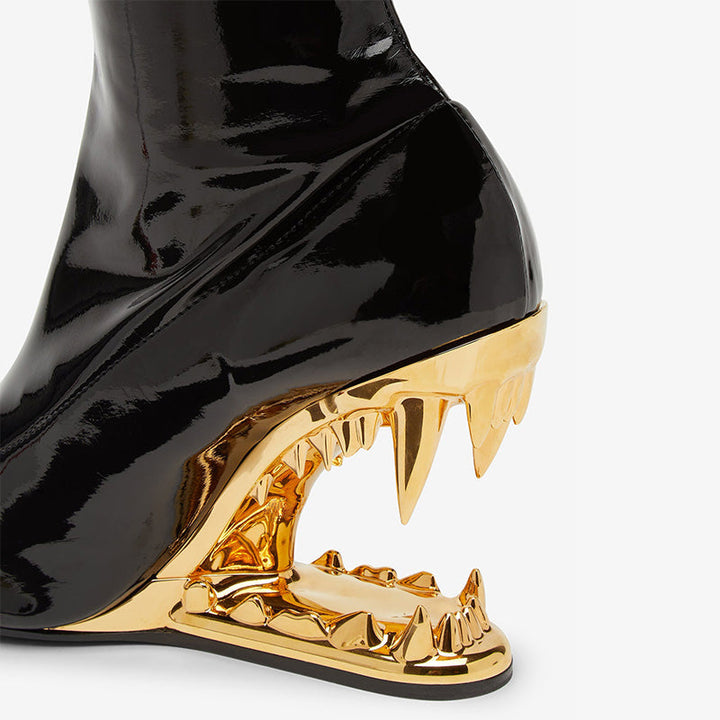 Gold Sculpted Heel Stretch Ankle Boots - Arno Conti Shoe