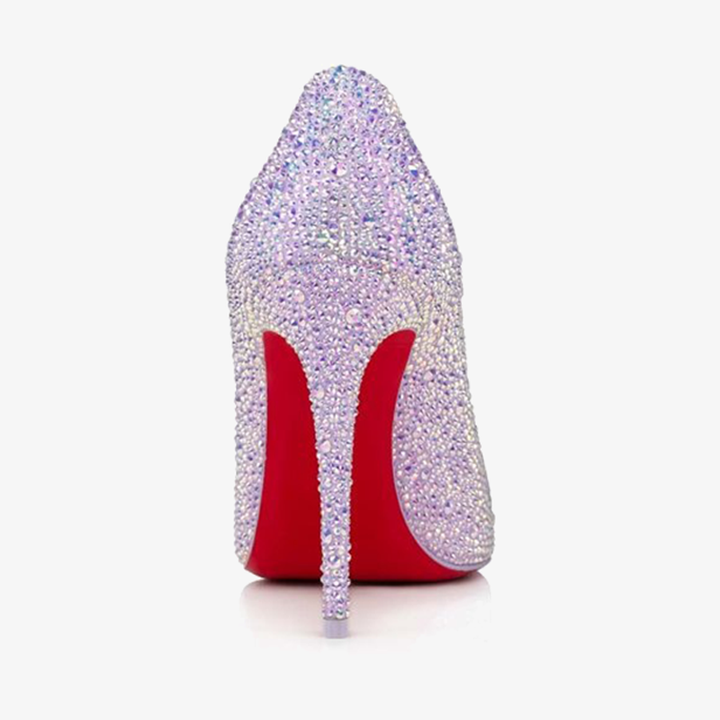 Lilac Suede Stiletto Pumps with Strass Detail - ARNO CONTI