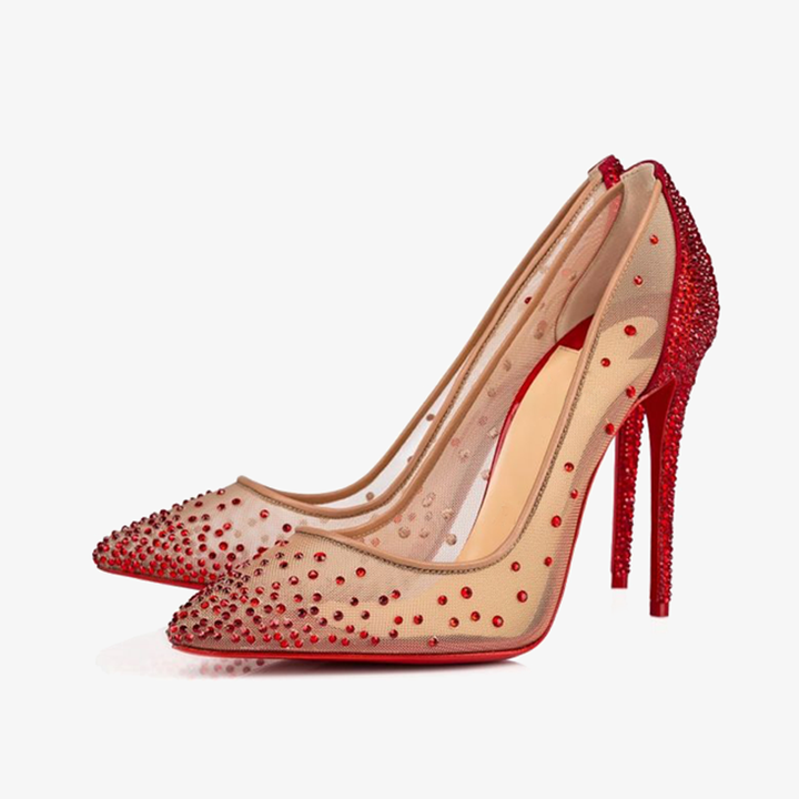 Lilac mesh Stiletto Pumps with Strass Detail - ARNO CONTI