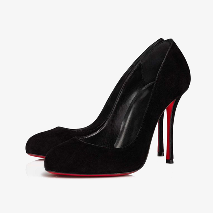 Black Suede Pump with Stiletto Heel - ARNO CONTI