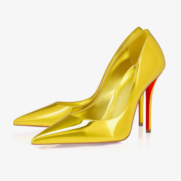Yellow Patent Stiletto Pumps