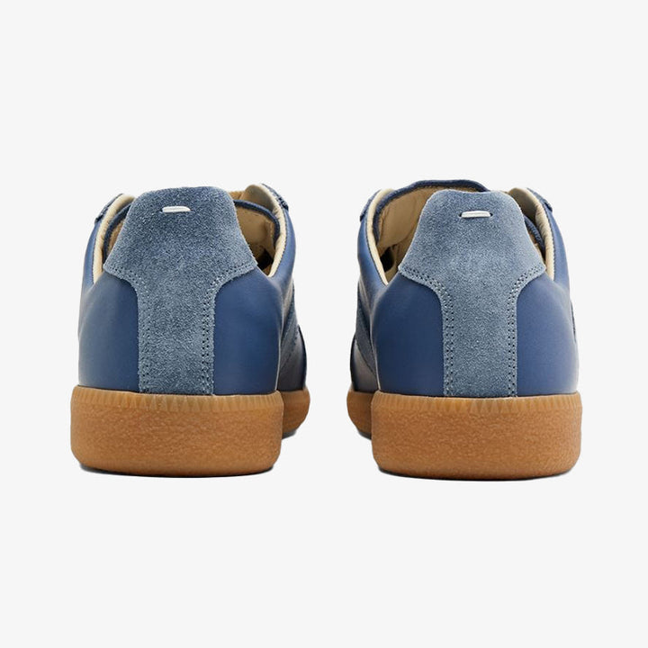 Blue Calf Leather and Suede Sneakers - Arno Conti Shoe