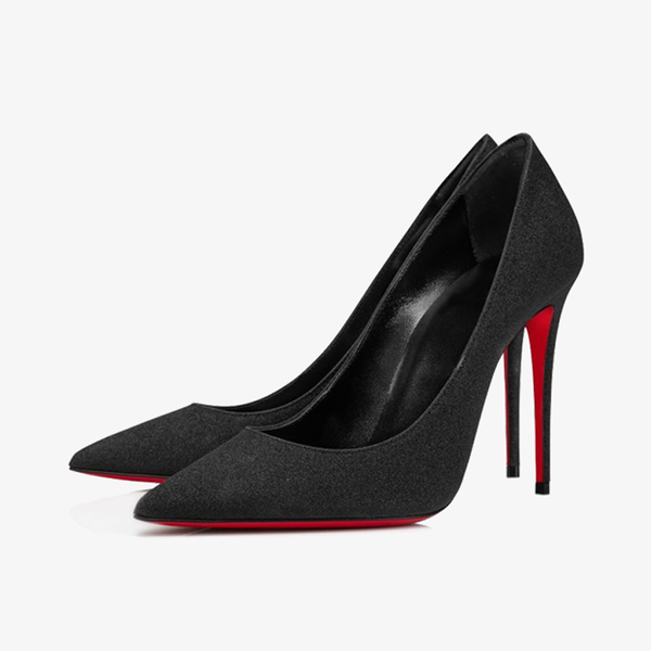 Black Glitter Suede Pointed-Toe Pump - ARNO CONTI