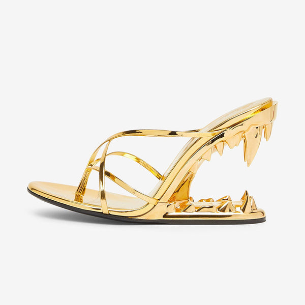 Mirror Heel Sandals – Gold