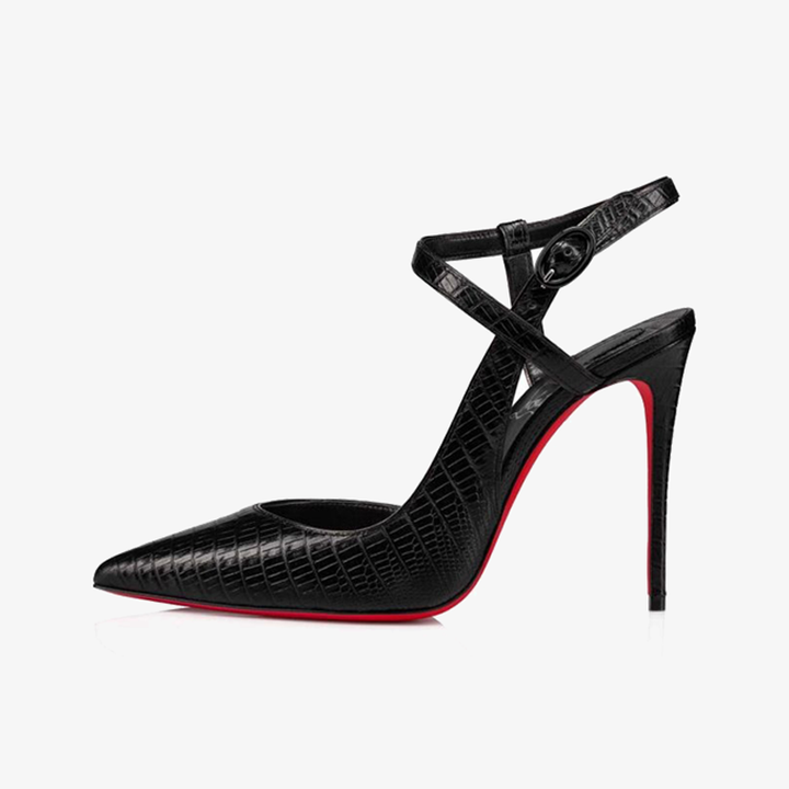 Black Calf Leather Pump ,Crisscross Ankle Straps - ARNO CONTI