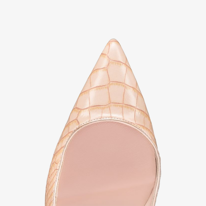 Beige Embossed Mock Croc Pump - ARNO CONTI