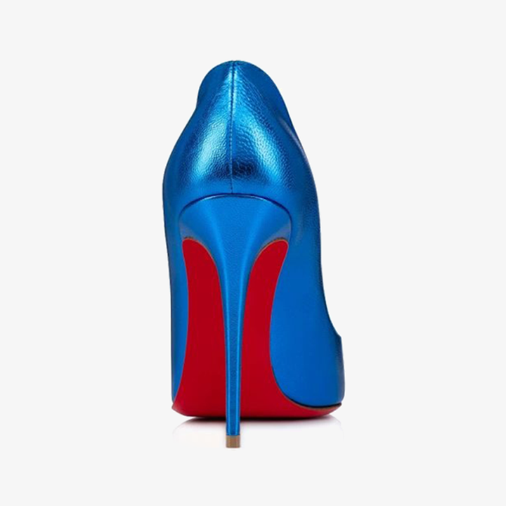 Laminated Blue Leather Pump with Pointed Toe - ARNO CONTI