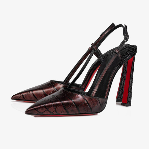 Brown Leather Classic High Heel Pumps