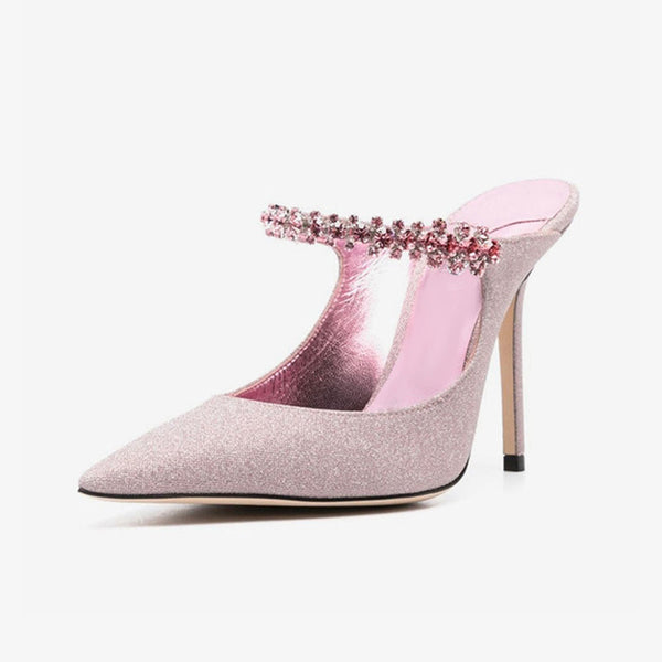 Pink Glitterglitter-detailed Mules 100mm