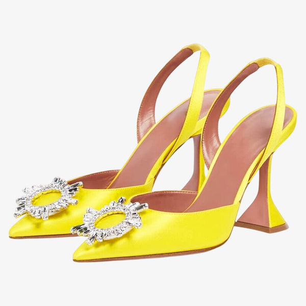 Golden Crystal Slingback Pumps